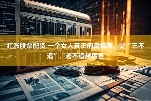 红涨股票配资 一个女人真正的高情商，是“三不追”，越不追越厉害